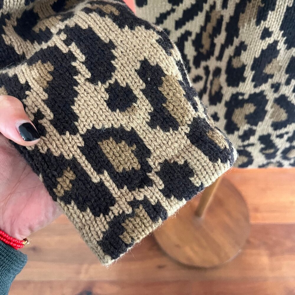 Lauren Ralph Lauren Leopard Print Cardigan - Black and Tan - Picture 4 of 5